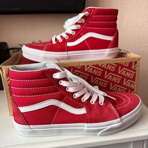 Vans Sk8-Hi Mens/ Big Kids size 6.5 'Varsity Canvas -Racing Red'